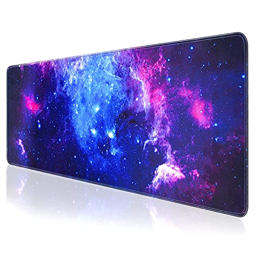 QOMOLAMA Gaming Mouse Pad, Large Mouse Pad XL 31. 5×11.8in, Big Extended Computer Keyboard Mouse Mat Desk Pad for Laptop with Stitched Edges, Waterproof Mousepad for Gamer Home&Office -Galaxy