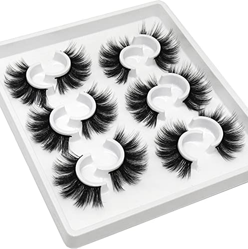 Losha Lashes 6 Pairs Fluffy False Eyelashes for Women 20mm Long Dramatic Faux Mink Strip 5D Lashes Pack for Gorgeous Makeup