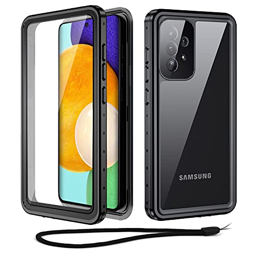Beasyjoy Samsung Galaxy A52 Case, IP68 Waterproof Case with Built-in Screen Protector, Full Body Protective Shockproof Dustproof Heavy Duty Clear Cover for Galaxy A52 5G&4G 6.5 inch, Black