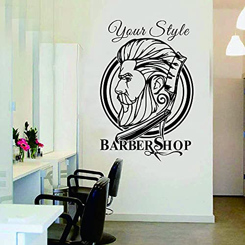 Your Style Barber Shop Removable Wall Decal Art Man Barbershop Wall Decor Stiker Window Decoration Sticker Poster (56X37CM, JWH106)