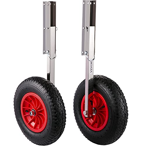 VEVOR Boat Launching Wheels, 15″ Boat Transom Launching Wheel, 300 LBS Loading Capacity Inflatable Boat Launch Wheels, Aluminum Alloy Transom Launching Dolly Wheels with 4 PCS of Quick Release Pins