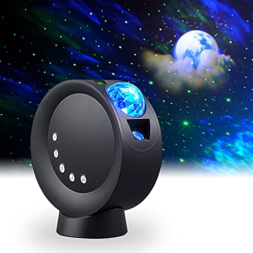 LooEooDoo LED Star Projector Light, Galaxy Lighting, Moon Nebula Night Lamp with Base, Remote Control and Battery Operated for Gaming Room, Home Theater, Bedroom , or Mood Ambiance (Black)