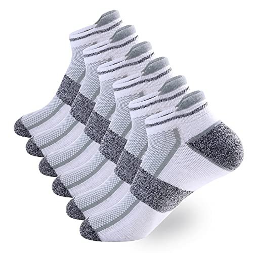 Soxrusuit Men’s Athletic Running Socks 6 Pairs Thick Cushion Ankle Socks for Men Sport Low Cut Socks 10-12