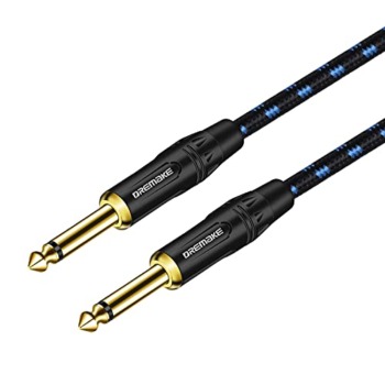 DREMAKE Jack 6.35mm TS 1/4 Inch to 1/4 Inch Guitar Cable 3FT 6.35mm Male to 6.35mm Male Quarter Inch Audio Guitar Instrument Patch Cable for E-Piano, Saxophone, Bass, Keyboard Black/Blue Tweed | The Storepaperoomates Retail Market - Fast Affordable Shopping