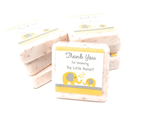 Botanical Bars 12 Yellow and Grey Elephant Thank You Soap Favors – 1.5oz Soap Favors – Gender Neutral Baby Shower Favors – Elephant Baby Shower Favors