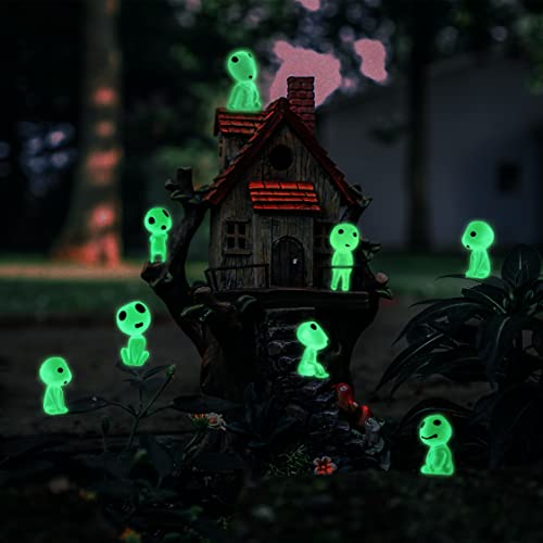 POPKER 20Pcs Fairy Garden Accessories Outdoor Miniature Decor Glow in The Dark Tree Elves Luminous Ghost for Micro Landscape Gnomes Decoration Patio Lawn Yard Pot Kit