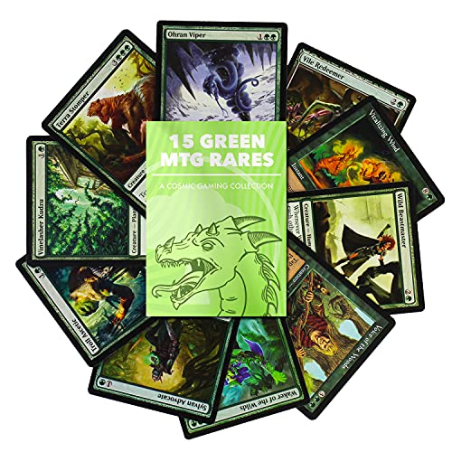 Cosmic Gaming Collections Magic The Gathering Green Rares Booster Pack – 15 Green Rare MTG Cards Gift Set – Beasts, Elves – High-Value Green Cards to Power Up Your Deck – No Duplicates, No Commons