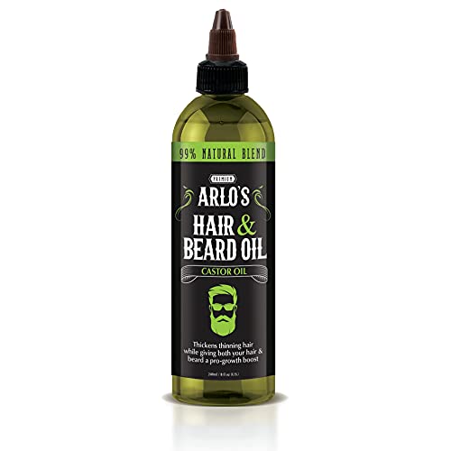 Arlo’s Hair and Beard Oil with Castor Oil 8 oz. – Hair Oil, Mustache Oil and Beard Oil Growth
