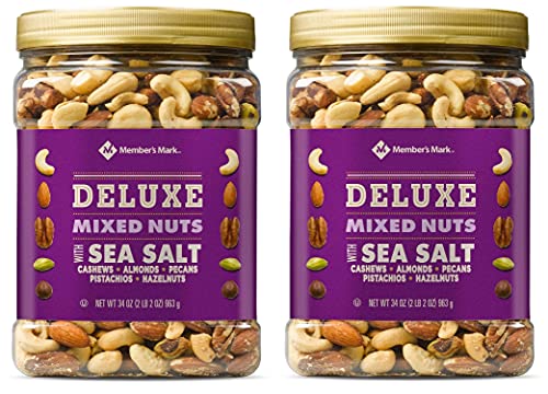 Member’s Mark Deluxe Mixed Nuts with Sea Salt, Salty, 34 Ounce, 2 Pack