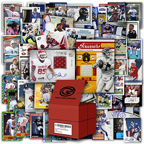 Cosmic Gaming Collections NFL Football Cards Hit Collection Gift Box | 100 Official NFL Cards | Includes: 2 Relic, Autograph or Jersey Cards Guaranteed | Perfect Starter Set