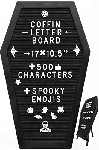 Nomnu Coffin Letter Board With Spooky Emojis – Gothic Decor for Halloween Decorations – Gothic Halloween Décor
