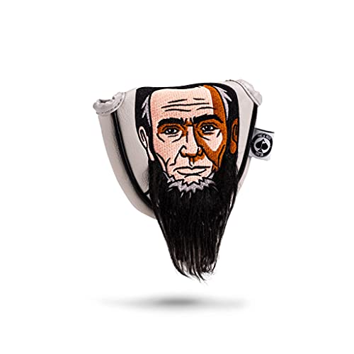 Pins & Aces President Lincoln Premium Golf Club Headcover – Quality Leather, Hand-Made Funny Head Cover – Style and Customize Your Golf Bag – Tour Inspired, Abe Lincoln Golf Design (Mallet)