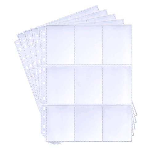 30 Pack 540 Pockets Binder Card Sleeves Double-Sided 9 Pocket Trading Card Pages for 3 Ring Binder, Clear Plastic Pages Sleeves for Sport and Game Cards