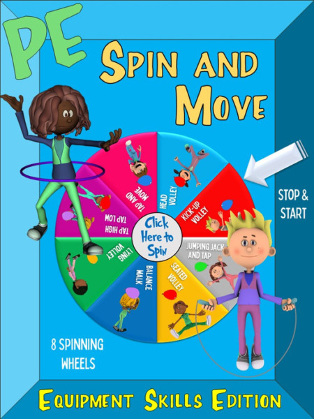 PE Spin and Move- Equipment Skills Edition: 8 Spinning Wheels for ENGAGING Movement