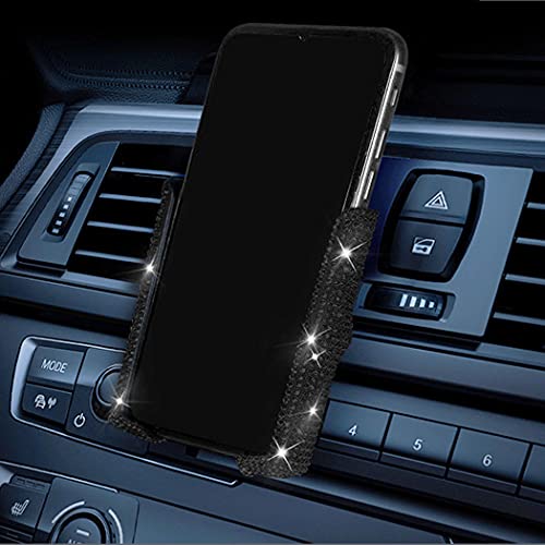 SUNCARACCL Bling Car Phone Holder, 360 Degrees Adjustable Crystal Auto Car Mount Phone Holder for Dashboard,Windshield and Air Vent (Black)