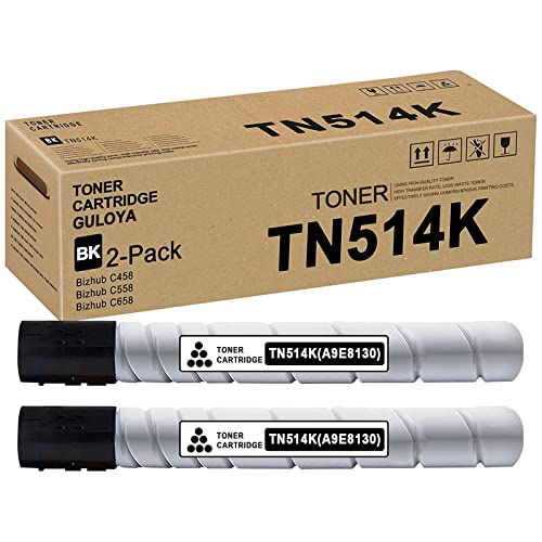 TN514K | A9E8130 TN-514 TN514K TN514 K Toner Cartridge Replacement for Konica Minolta Bizhub C458 C558 C658 Toner Kit Printer (Black,2 Pack)