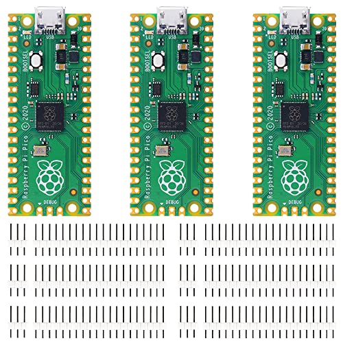 GeeekPi Raspberry Pi Pico Flexible Micro Controller Mini Development Board,Based on The Raspberry Pi RP2040,Dual-Core ARM Cortex M0+ Processor,Running up to 133 MHz, Support C/C++ / Python(3 Pack)