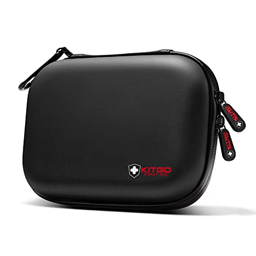 Kitgo First Aid Kit Gift for Mother with Essential 101 Pcs First Aid Supplies Small Waterproof Hard Case, Good for Camping Home Workplace Sports Survival Driving Hiking-Black