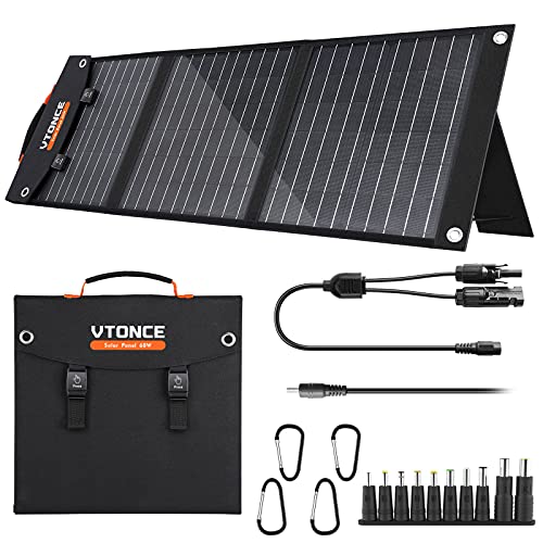 VTONCE 60W Solar Panel, Portable Foldable Solar Charger Kit with PD60W / USB QC3.0 / 18V DC Output for Power Station Generator, Phones, Laptops, Suitable for Outdoor, RV Travel, Camping and Home