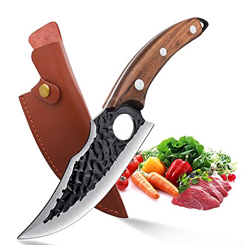 Upgraded Huusk Kitchen Chef Knife Viking Knife with Sheath Japanese Forged Japan Knives Boning Knife Multipurpose Meat Knives Outdoor Camping BBQ Knife with Gift Box