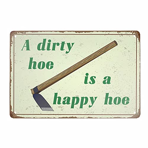 Rellcolle Retro Metal Tin Sign A Dirty Hoe is A Happy Hoe Aluminum Sign for Home Bar Wall Art Décor, 12×8 INCH