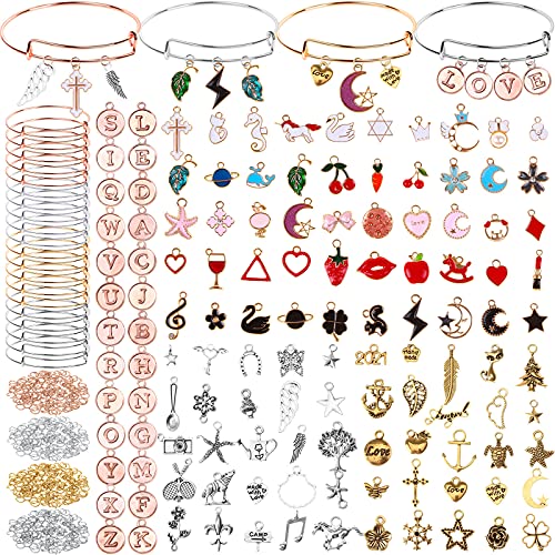 Worm & Caterpillar Killer Insecticide Pesticide with 40Pcs Expandable Bangle Adjustable Wire Bracelets, 126Pcs Assorted Bangle Charm Pendants and 400Pcs Jump Rings for DIY Bracelet Jewelry Making Supplies 566 Pieces Bangles Bracelet Making Kit with 40Pcs