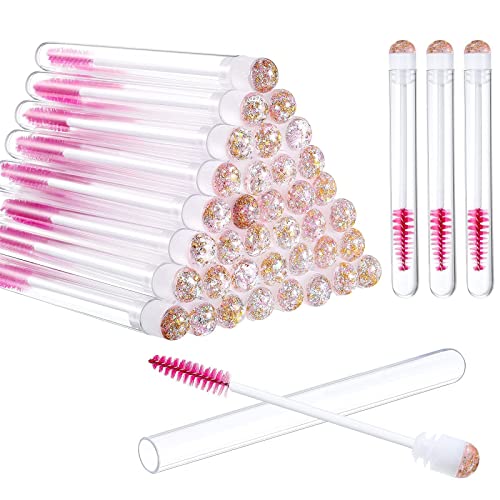 80 Pieces Disposable Mascara Brushes Tubes Set, 40 Pieces Empty Mascara Wand Tube with 40 Pieces Eyelash Brush Makeup Tool Cleaning Brush for Eyelash Extension (Pink Gold Sequins Style) | The Storepaperoomates Retail Market - Fast Affordable Shopping