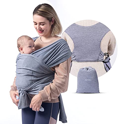 Momcozy Baby Wrap Carrier Slings, Easy to Wear Infant Carrier Slings for Babies Girl and Boy, Adjustable Baby Carriers for Newborn up to 50 lbs, Grey