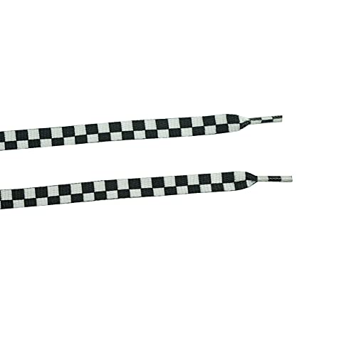 DECKER Flat Wide 10mm Shoelaces 2 Pairs Black White Checkered Lace for Roller Skates Hockey Skates Boots and Regular Shoes (Checkered Black White, 72″(183 cm)) | The Storepaperoomates Retail Market - Fast Affordable Shopping