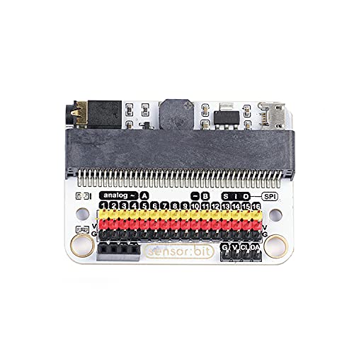 ELECFREAKS microbit Sensor:bit 3v Expansion Board Mini Micro:bit Breakout Board with 16 GVS Interface Integrated Buzzer and Audio Jack Adapter Shield IO IIC Ports Compatible with Lego Jack