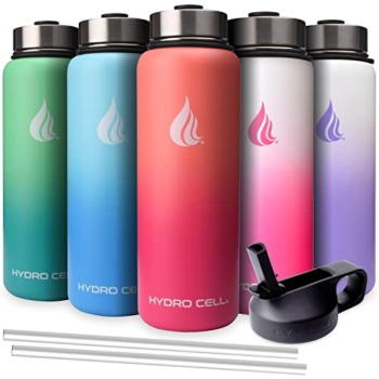 HYDRO CELL Stainless Steel Triple Insulated Water Bottle, 2 Lids (64oz 40oz 32oz 24oz 18oz 14oz) – Metal Vacuum Flask with Modern Leakproof Sport Straw Design for Kids and Adults (Graphite/Black 40oz) | The Storepaperoomates Retail Market - Fast Affordable Shopping
