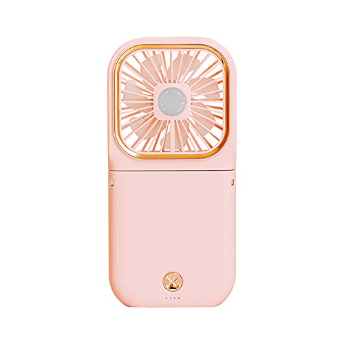 LMEQ Mini Fan, Portable USB Rechargeable Handheld Fan, Portable Fan Has Three Gears Of Wind Speed, Folding Mobile Bracket. 3000mAh Power Supply Provides Emergency Charging For The Device ( Pink )