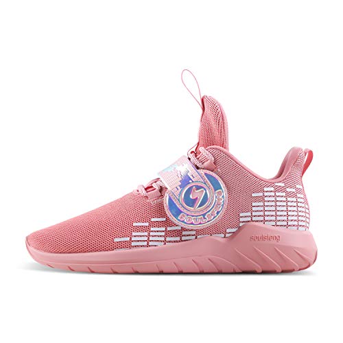 Soulsfeng Kids Tennis Shoes Sweet Pink Running Shoes Lightweight Comfortable Breathable Dancing Walking Sports Athletic Sneakers for Girls – 5 Big Kids