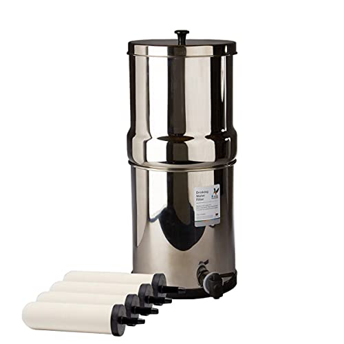Doulton/British Berkefeld 2.25 Gallon Stainless Steel Gravity-Fed Countertop System with 4X ATC Super Sterasyl Purification Candle Filters