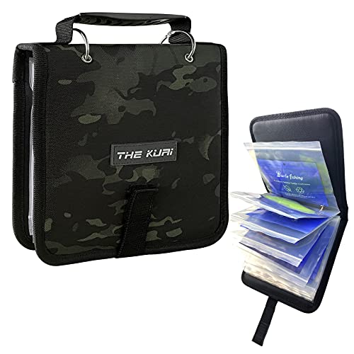 Fishing Tackle Binder, Lure Storage Bag, Soft Bait Binder, Fishing Organized Storage Rig Bag for Baits, Rigs, Jigs and Lines, Suitable for Fresh Water and Saltwater (Camo Black/9.5″ * 8.3″)