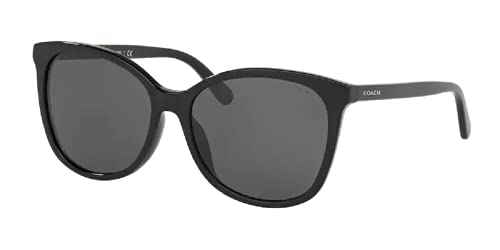 COACH HC8271U 500287 57MM Black / Dark Grey Square Sunglasses for Women + BUNDLE with Designer iWear Complimentary Care Kit