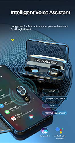 TWS Wireless Earbuds Bluetooth 5.1 Headphones Build in Mic HD Large Display Charging Box IPX7 Waterproof Voice Assistant Automatic Pairing USB Type-C Low Latency for Android iOS Windows Mac (Black) | The Storepaperoomates Retail Market - Fast Affordable Shopping