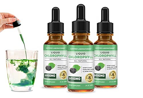 (3 Pack) Liquid Chlorophyll Drops Maximum Strength 6000MG Concentrate Packed Antioxidants Minerals and Vitamins 120 Servings Per Bottle