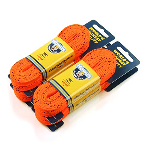 Howies Hockey Skate Laces – 4 Pack – Colored Wax (Choose Your Color) for Youth, Junior and Senior Skates. Premium Quality Used by Athletes of All Ages; Minor, Pro. Crafts (Orange, 84.0″)