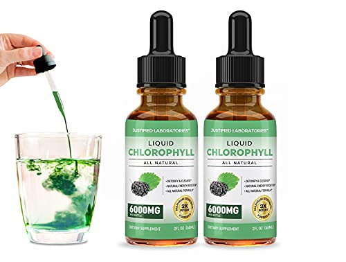 Liquid Chlorophyll Drops Maximum Strength 6000MG Concentrate Packed Antioxidants Minerals and Vitamins 120 Servings Per Bottle (2 Bottles)
