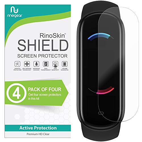 RinoGear (4-Pack) Screen Protector for Amazfit Band 5 Screen Protector Case Friendly Accessories Flexible Full Coverage Clear TPU Film