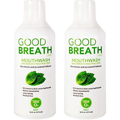 Goodbreath Labs Mouthwash | New Ozone Technology Specialized in Chronic Halitosis | Mouth Rinse Alcohol Free | Bad Breath Neutralizer | Mint Flavor Oral Rinse for Gum Disease ((2 Pack) 16 oz)