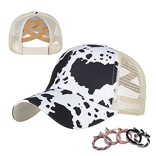 Womens Cow Print Baseball Cap Unisex Adjustable Baseball Hat Casual Cotton Sun Hats for Teen Girls