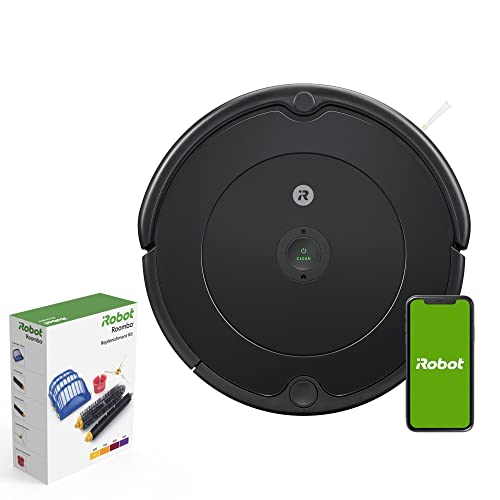 iRobot Roomba 694 Robot Vacuum-Wi-Fi Connectivity, Good for Pet Hair, Carpets, Hard Floors, Self-Charging with Authentic Replacement Parts – Roomba 600 Series Replenishment Kit, White