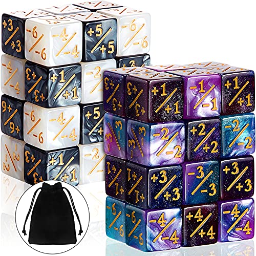 48 Pieces Dice Counters Token Dice D6 Dice Cube Loyalty Dice with Storage Bags Compatible with MTG, CCG, Card Gaming Accessory, 4 Styles