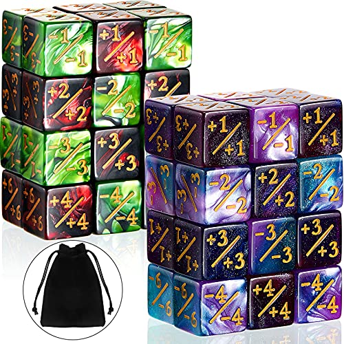 48 Pieces Dice Counters Token Dice D6 Dice Cube Loyalty Dice with 2 Storage Bags Compatible with MTG, CCG, Card Gaming Accessory, 4 Styles