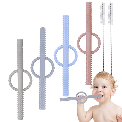 INTATIKOO Baby Hollow Teether Tubes,Teething Straws for Babies 0 6 12 18 Months,Soft & Durable Infant Teething Toys,BPA Free& Easy to Clean