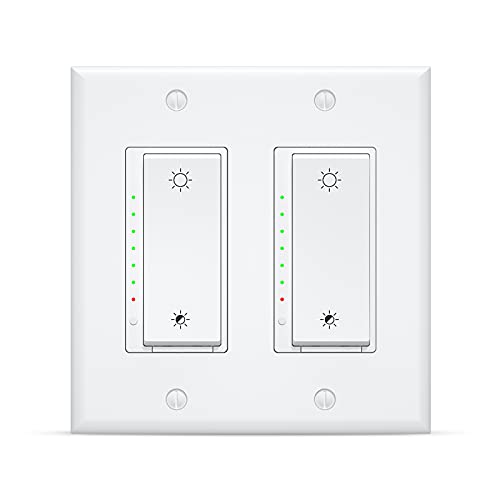 Lesim Smart Wi-Fi Dimmer Switch 2Gang Compatible with Alexa and Google Assistant, Single Pole, Needs Neutral Wire