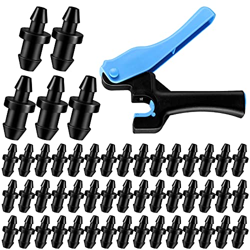 1 Pcs Drip Irrigation Tubing Hole Punch Tool for Easier 1/4 Inch Fitting Emitter Insertion and 50 Drip Irrigation Plugs Goof Plugs for Hose or Tubing End Caps Puncture to Insert Fittings (Fresh Style)