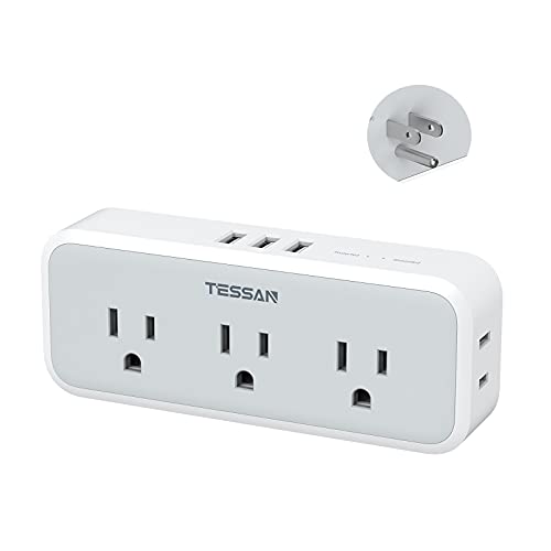 Multi Plug Outlet Splitter, TESSAN 5 AC Surge Protector Outlet Extender with 3 USB Wall Charger, Multiple Plug Expander for Home Office Dorm Room Essentials